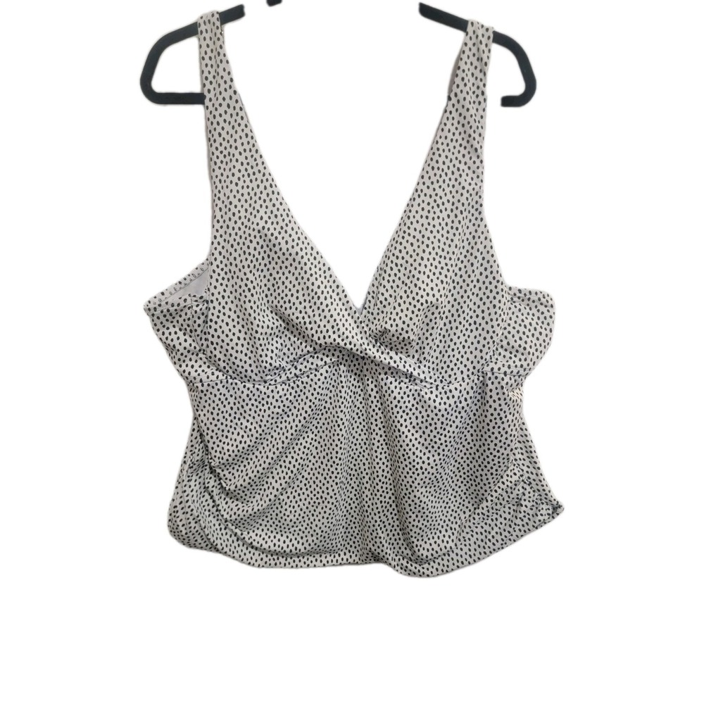 Freshwater Tankini Top 3X Plus Size Polka‎ Dot Ruched Side Wrap V-Neck Swimwear